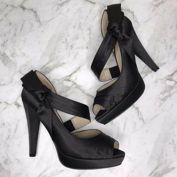 Wittner Shoes - SOLD Wittner Black Satin Nippo Bow Heels Shoes 37